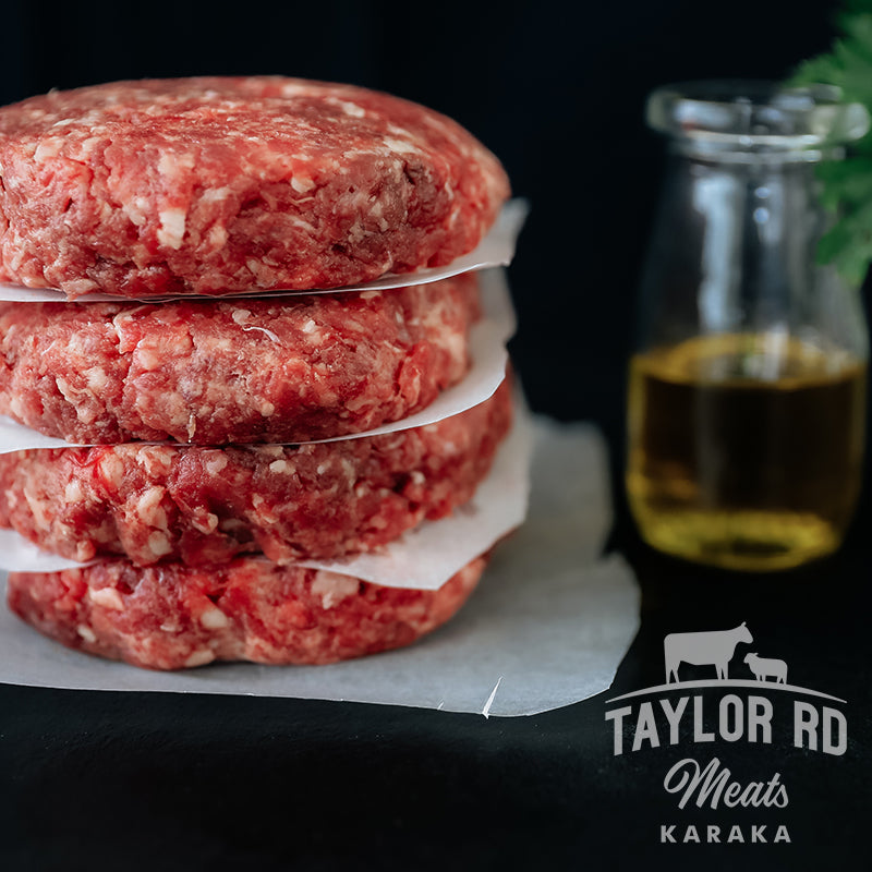 Taylor Road Meats presents juicy Beef Burger Patties, perfect for grilling or barbecuing, providing a taste sensation in every bite.