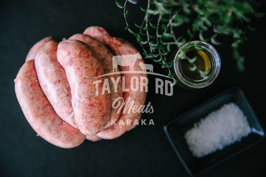 Garlic Beef Sausages Taylor Rd Meats NZ